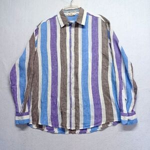 Puro Lino Made In Italy Long Sleeve Button Up Shirt Sz M
